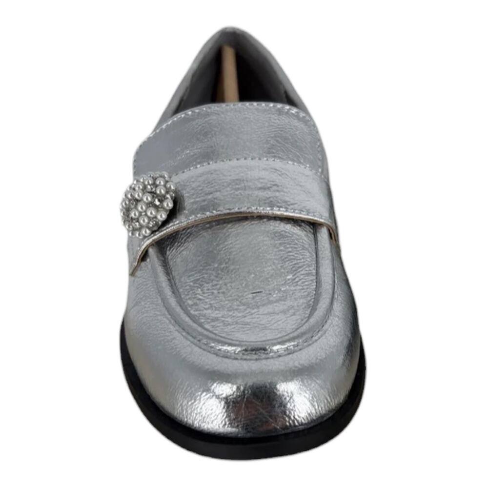 On 34th Women's Marey Beaded Trim Loafers Silver Size 9 - Picture 3 of 4